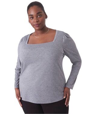 Lane Bryant Classic Shimmer Long-Sleeve Square-Neck Tee NWT Size 22/24